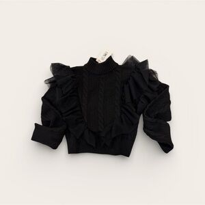 Giani Bernini Black Ruffled Turtleneck Sweater